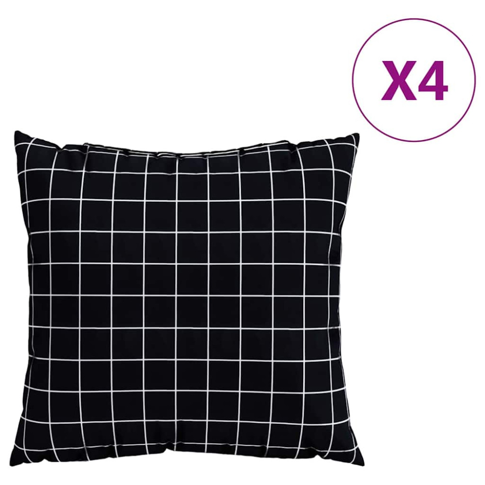 Produktbild för Spridda Kuddar 4 pcs Svart Rutigt 40 x 40 cm Polyester Tyg