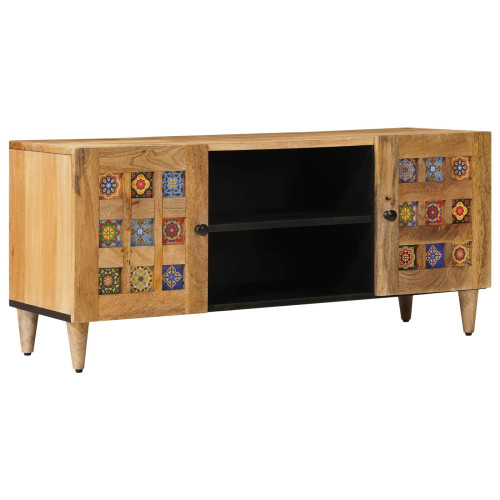 vidaXL TV-skåp med hylla Naturfärg 105 x 33 x 46 cm Massivt mangoträ