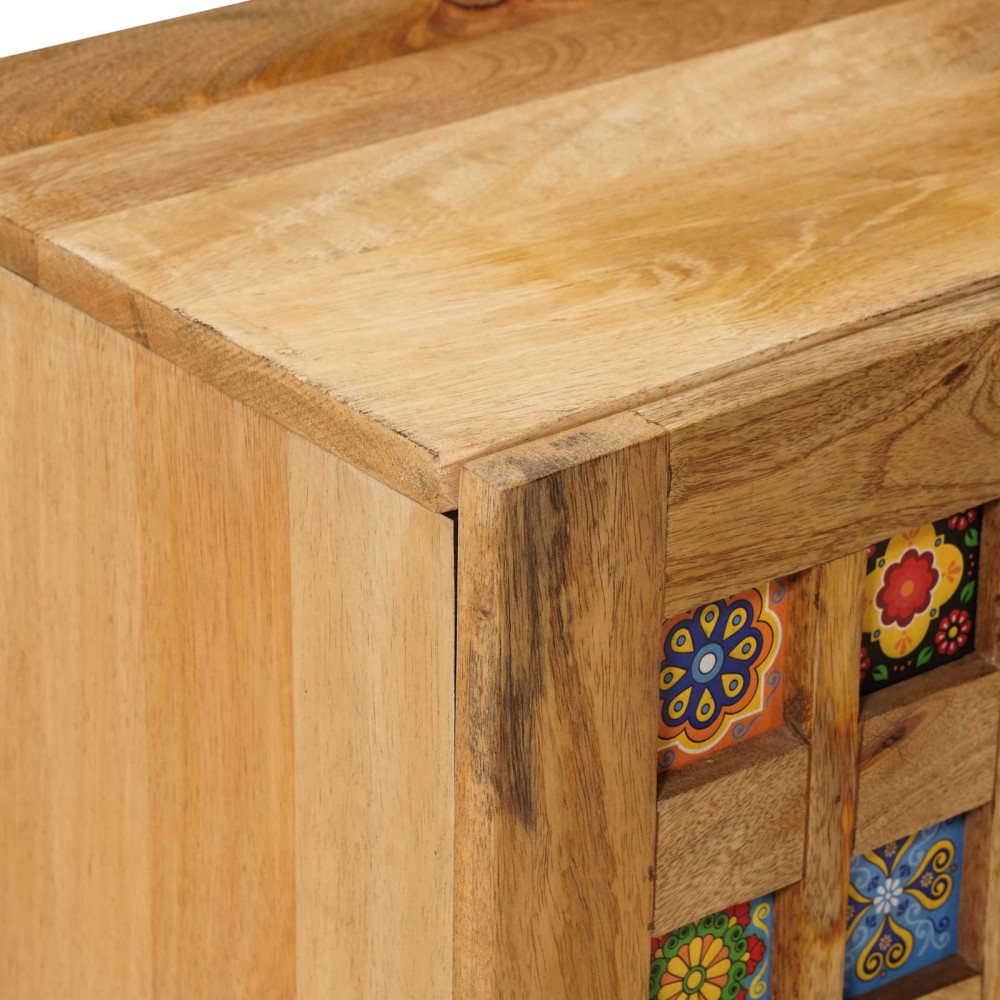 Produktbild för TV-skåp med hylla Naturfärg 105 x 33 x 46 cm Massivt mangoträ