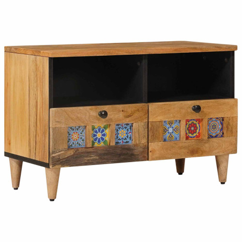 vidaXL TV-skåp med låda Naturfärg 70 x 33 x 46 cm Massivt mangoträ