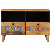 Produktbild för TV-skåp med låda Naturfärg 70 x 33 x 46 cm Massivt mangoträ