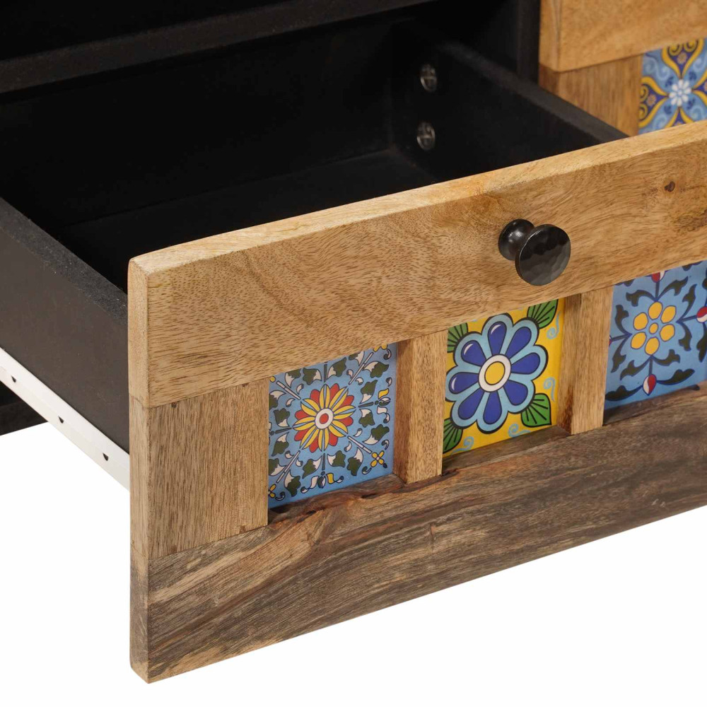 Produktbild för TV-skåp med låda Naturfärg 70 x 33 x 46 cm Massivt mangoträ