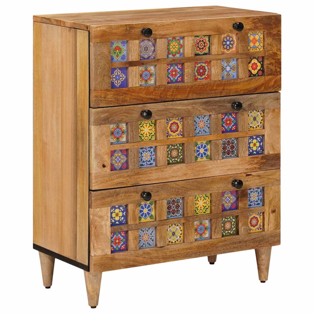 Produktbild för Sideboard Naturfärg 60 x 33 x 75 cm Massivt mangoträ