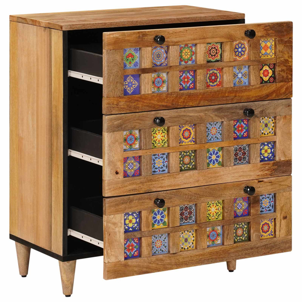Produktbild för Sideboard Naturfärg 60 x 33 x 75 cm Massivt mangoträ