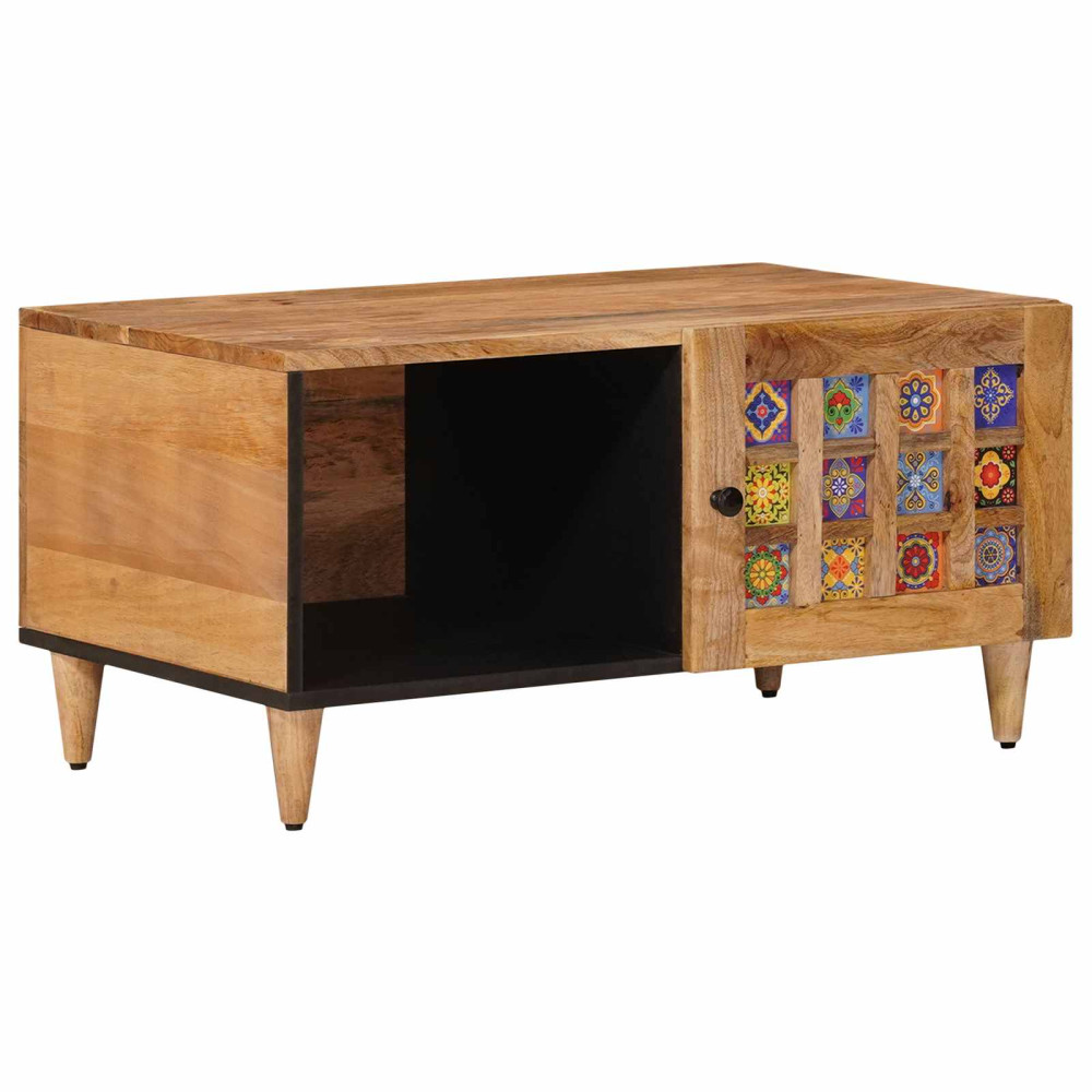 Produktbild för Kaffeebord Naturfärg 80 x 50 x 40 cm Massivt mangoträ