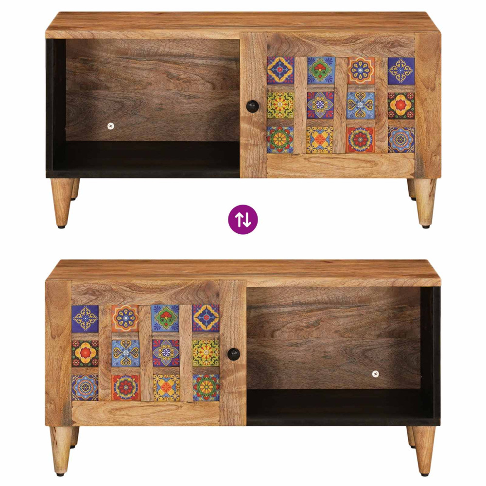 Produktbild för Kaffeebord Naturfärg 80 x 50 x 40 cm Massivt mangoträ