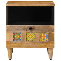 Produktbild för Nattduksbord Naturfärg 40 x 33 x 46 cm Massivt mangoträ
