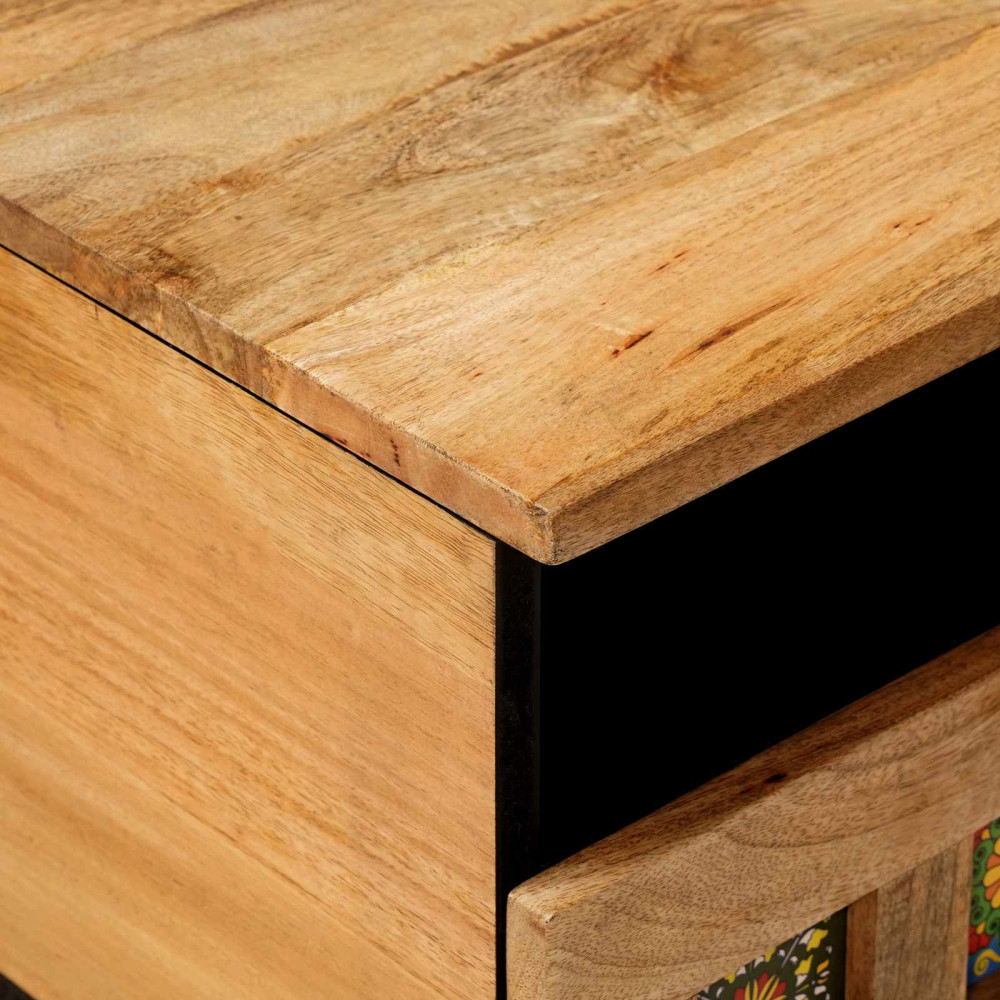 Produktbild för Kaffeebord med låda Naturfärg 80 x 54 x 40 cm Massivt mangoträ
