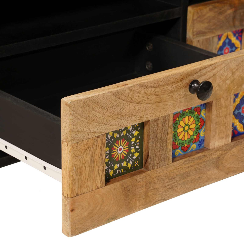 Produktbild för Kaffeebord med låda Naturfärg 80 x 54 x 40 cm Massivt mangoträ