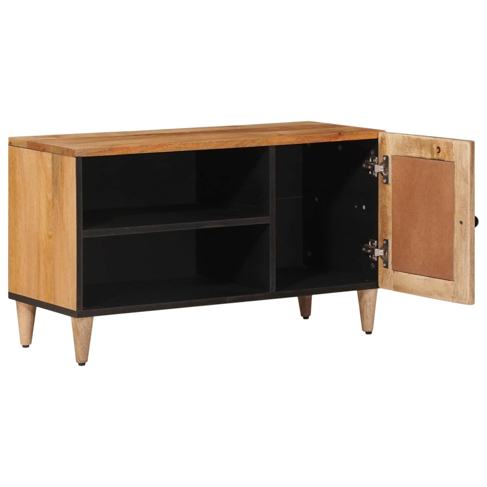 Produktbild för TV-skåp med lagring Naturfärg 80 x 33 x 46 cm Massivt mangoträ
