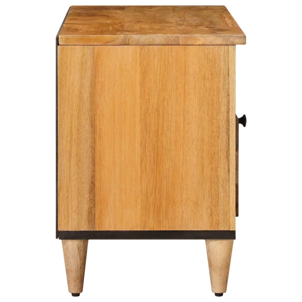 Produktbild för TV-skåp med låda Naturfärg 100 x 33 x 46 cm Massivt mangoträ