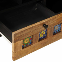 Produktbild för TV-skåp med låda Naturfärg 100 x 33 x 46 cm Massivt mangoträ