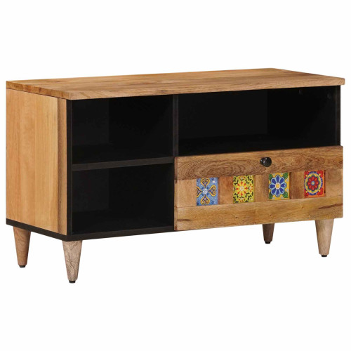 vidaXL TV-skåp med låda Naturfärg 80 x 33 x 46 cm Massivt mangoträ