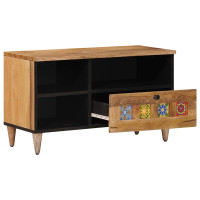 Produktbild för TV-skåp med låda Naturfärg 80 x 33 x 46 cm Massivt mangoträ