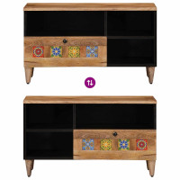 Produktbild för TV-skåp med låda Naturfärg 80 x 33 x 46 cm Massivt mangoträ