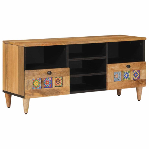 vidaXL TV-skåp med låda Naturfärg 100 x 33 x 46 cm Massivt mangoträ