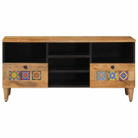 Produktbild för TV-skåp med låda Naturfärg 100 x 33 x 46 cm Massivt mangoträ