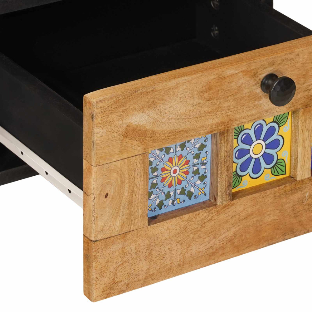 Produktbild för TV-skåp med låda Naturfärg 100 x 33 x 46 cm Massivt mangoträ