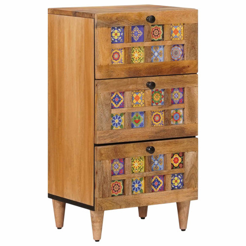 vidaXL Sideboard med låda Naturfärg 40 x 33 x 75 cm Massivt mangoträ