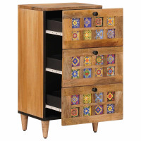 Produktbild för Sideboard med låda Naturfärg 40 x 33 x 75 cm Massivt mangoträ