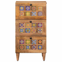 Produktbild för Sideboard med låda Naturfärg 40 x 33 x 75 cm Massivt mangoträ