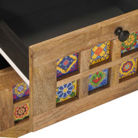 Produktbild för Sideboard med låda Naturfärg 40 x 33 x 75 cm Massivt mangoträ