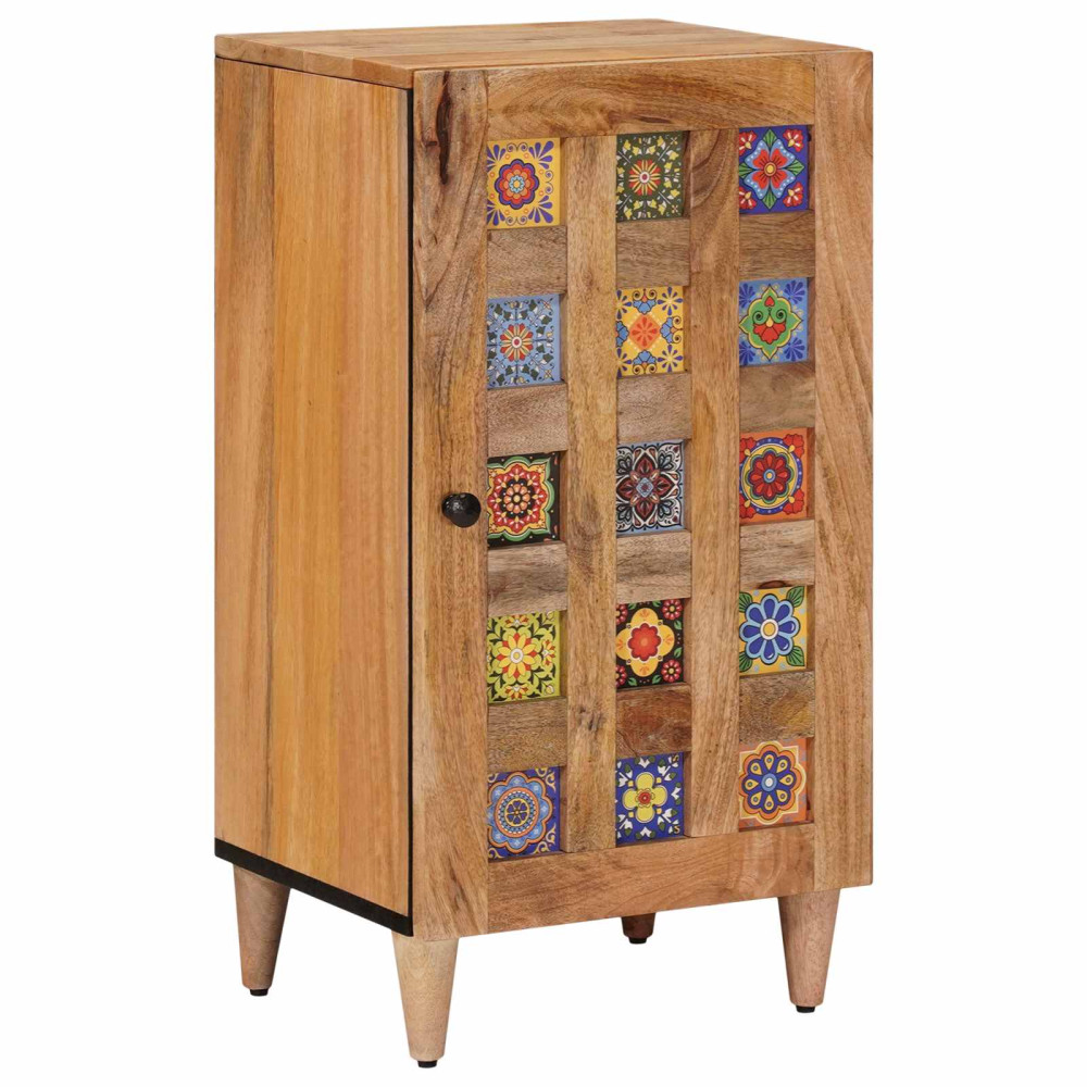 Produktbild för Sideboard med dörr Naturfärg 40 x 33 x 75 cm Massivt mangoträ