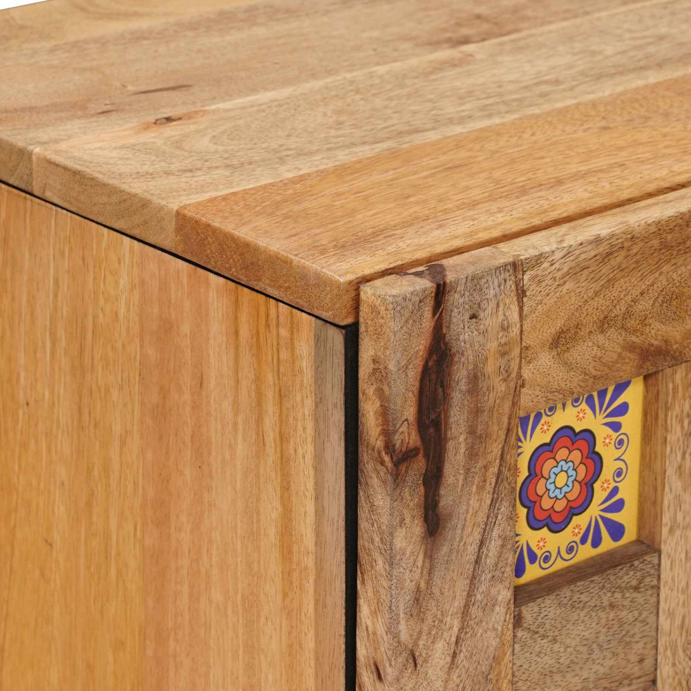 Produktbild för Sideboard med dörr Naturfärg 40 x 33 x 75 cm Massivt mangoträ