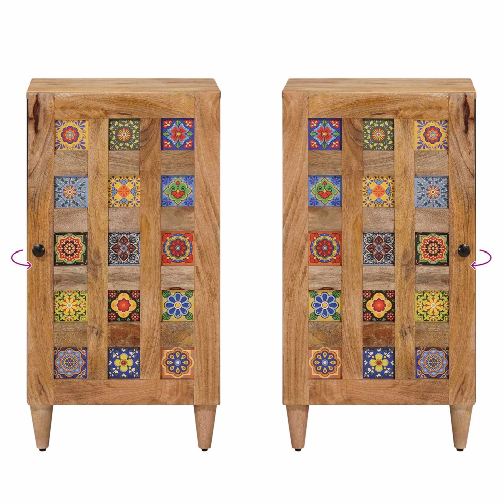 Produktbild för Sideboard med dörr Naturfärg 40 x 33 x 75 cm Massivt mangoträ