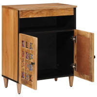 Produktbild för Sideboard med dörr Naturfärg 60 x 33,5 x 75 cm Massivt mangoträ