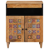 Produktbild för Sideboard med dörr Naturfärg 60 x 33,5 x 75 cm Massivt mangoträ