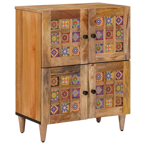 vidaXL Sideboard med dörr Naturfärg 60 x 33 x 75 cm Massivt mangoträ