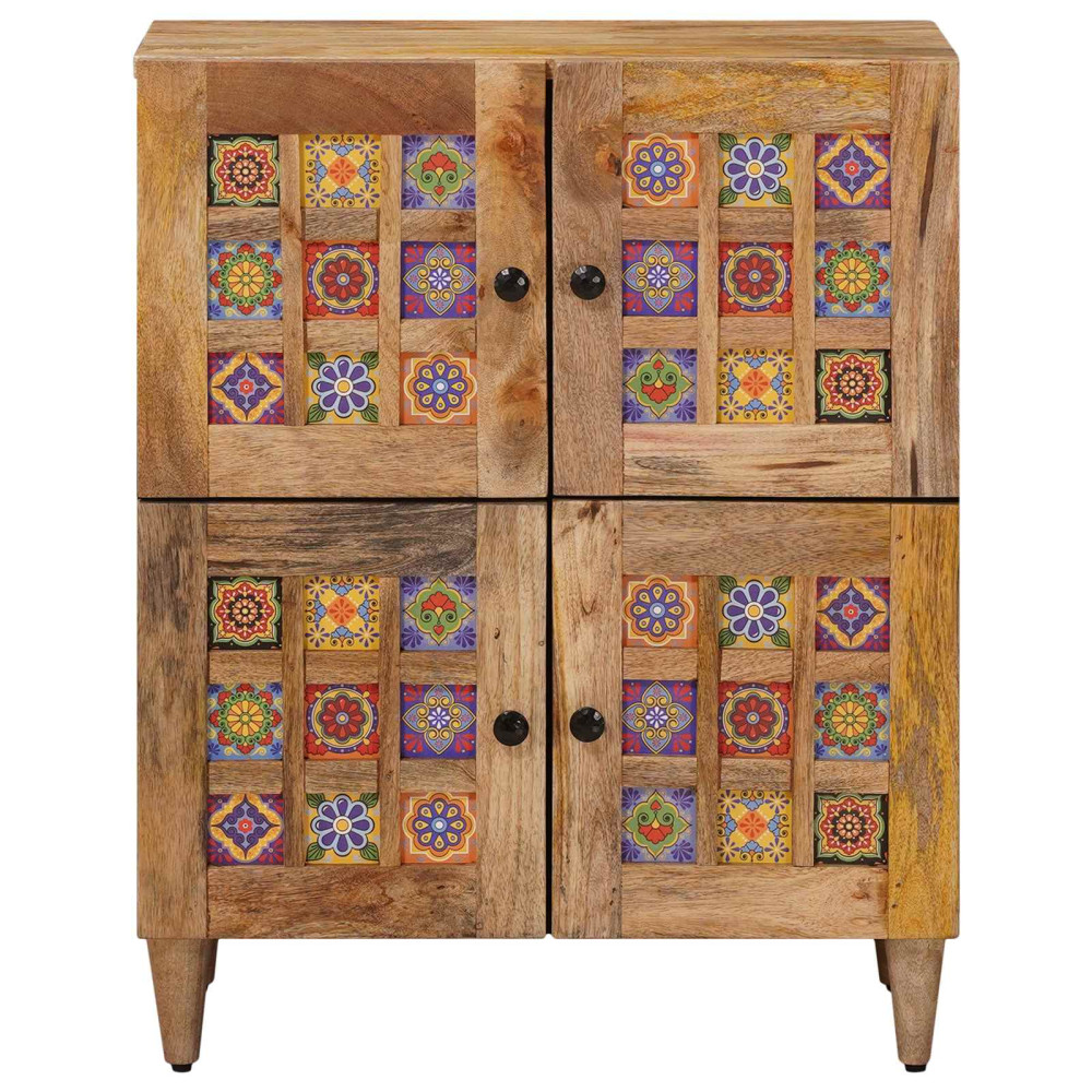 Produktbild för Sideboard med dörr Naturfärg 60 x 33 x 75 cm Massivt mangoträ
