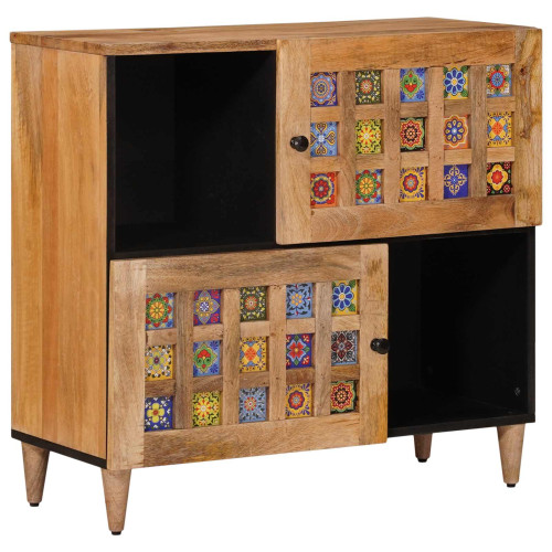 vidaXL Sideboard med dörr Naturfärg 80 x 33 x 75 cm Massivt mangoträ