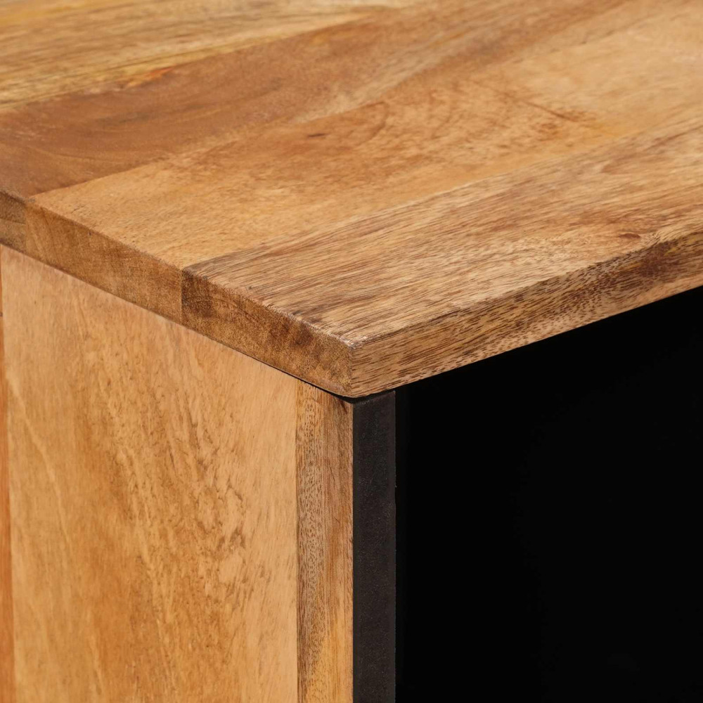 Produktbild för Sideboard med dörr Naturfärg 80 x 33 x 75 cm Massivt mangoträ