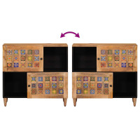 Produktbild för Sideboard med dörr Naturfärg 80 x 33 x 75 cm Massivt mangoträ