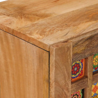 Produktbild för Sideboard med hylla Naturfärg 90 x 33 x 75 cm Massivt mangoträ