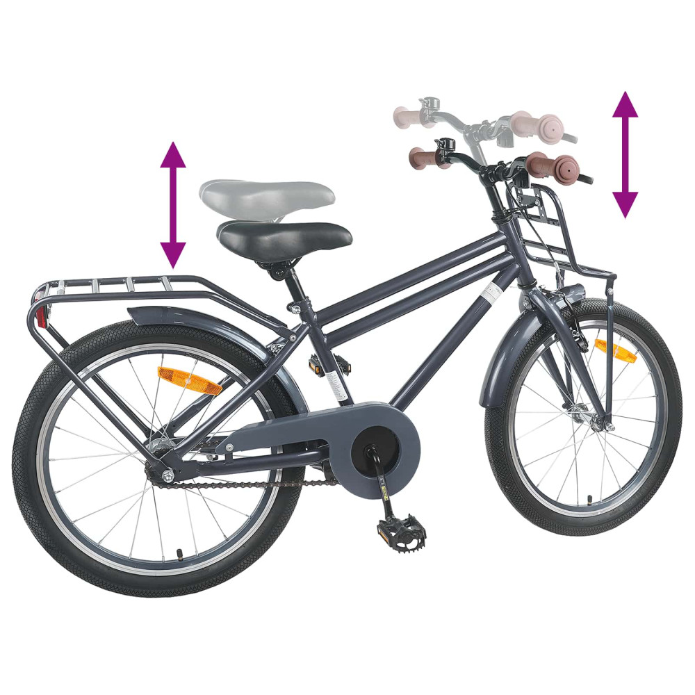 Produktbild för Barncykel 18 Tum för 5-7 år gamla Mörkgrå