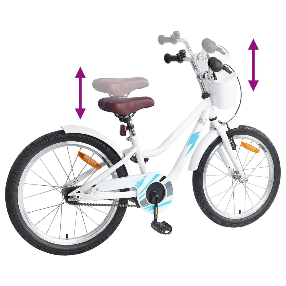 Produktbild för Barncykel 18 Tum för 5-7 år gamla Vit