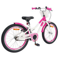 Produktbild för Barncykel Med Stödhjul 18 Tum för 5-7 år gamla Rosa