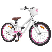 Produktbild för Barncykel Med Stödhjul 18 Tum för 5-7 år gamla Vit