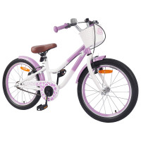 Produktbild för Barncykel Med Stödhjul 18 Tum för 5-7 år gamla Lila