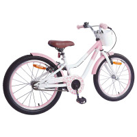 Produktbild för Barncykel Med Stödhjul 18 Tum för 5-7 år gamla Ljusrosa