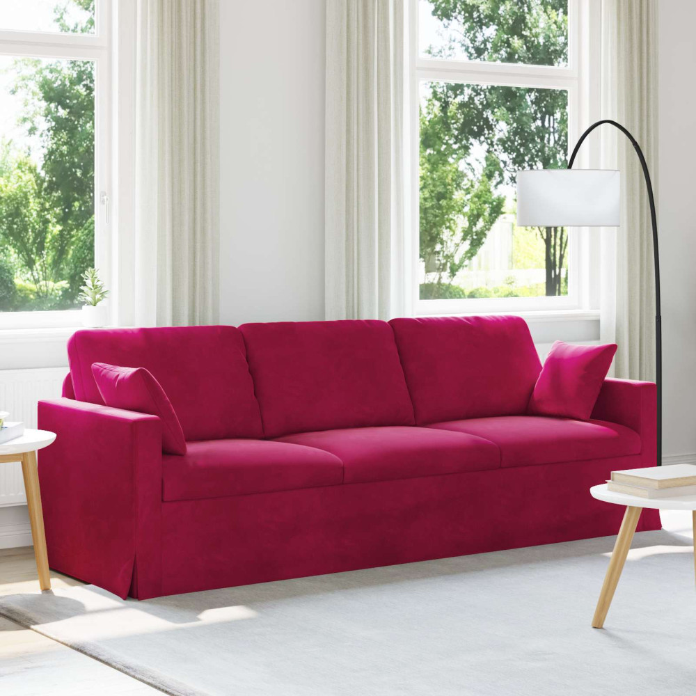 Produktbild för Soffa Vinröd 228 x 78 x 80 cm Sammet