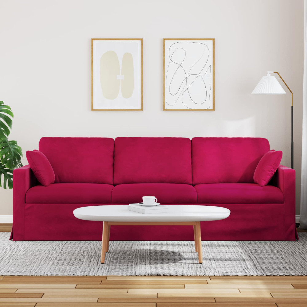 Produktbild för Soffa Vinröd 228 x 78 x 80 cm Sammet