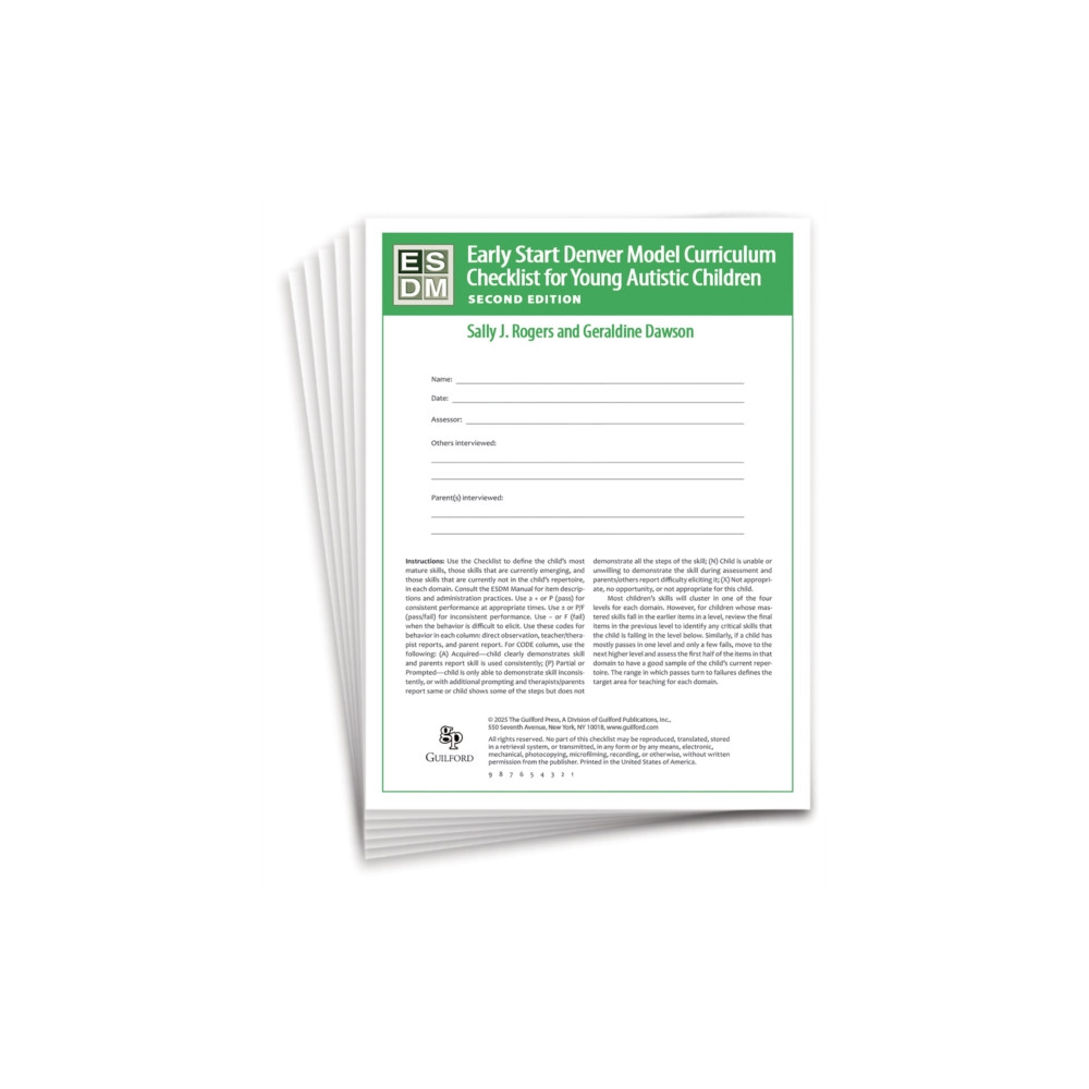 Produktbild för Early Start Denver Model Curriculum Checklist for Infants and Young Autistic Children, Second Edition, Set of 15 Checklists, Each a 16-Page Two-Color Booklet (häftad, eng)