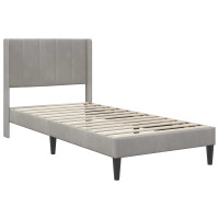 Produktbild för Sängram med madrass med huvudgavel Ljusgrå 90 x 190 cm Sammet