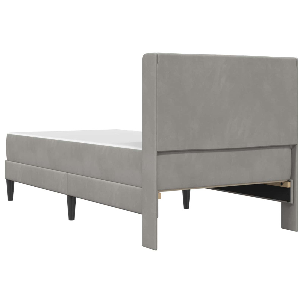 Produktbild för Sängram med madrass med huvudgavel Ljusgrå 90 x 190 cm Sammet