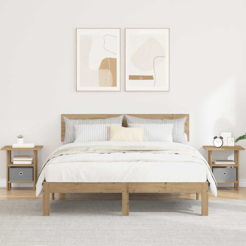 vidaXL Sängbord 2 pcs Artisan Ek 41 x 40 x 45 cm Konstruerat trä