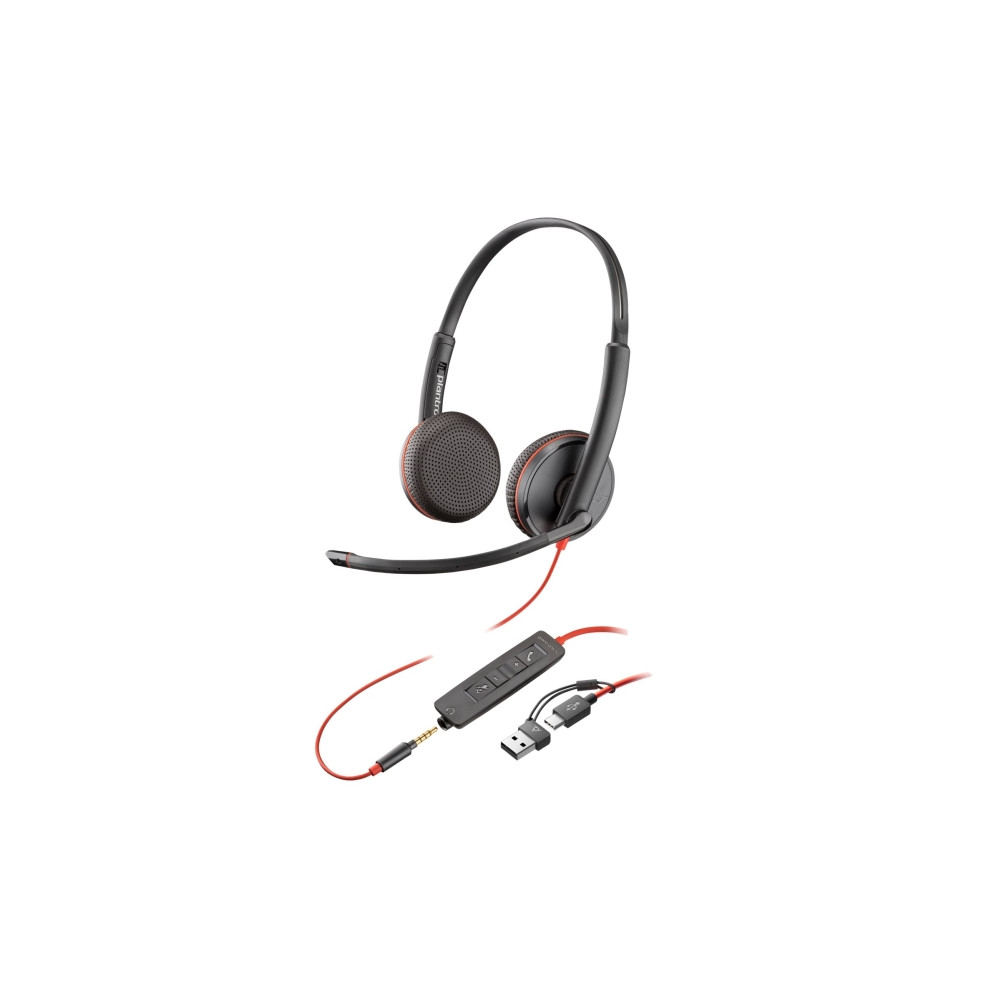 Produktbild för HP Poly Blackwire 3225 - headset - 3,5 mm kontakt, USB-C
